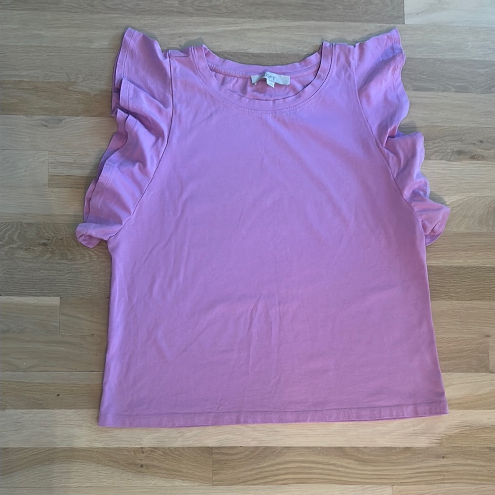 LOFT Lavender Ruffle Sleeve Tee